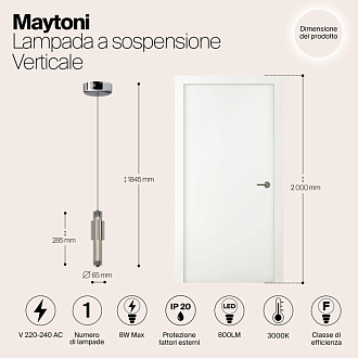 Светильник 12 см, 8W, 3000K, Maytoni Verticale MOD308PL-L9CH3K, хром