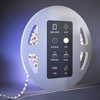 Узкая светодиодная лента Ultra 12В 2835 9,6Вт/м 2700К 5м IP20 201105 Maytoni  Led Strip, цена за метр, отгружается по  5 м