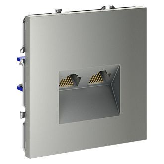 Розетка компьютерная встраиваемая Voltum S70 двойная RJ45+RJ45 кат.6, сталь пластик Soft touch VLS060205