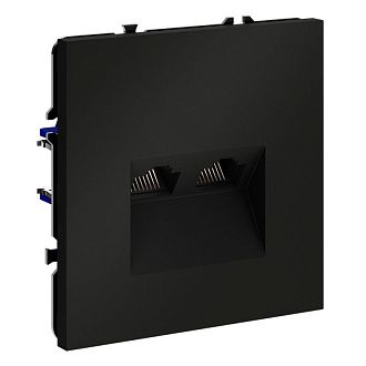 Розетка компьютерная встраиваемая Voltum S70 двойная RJ45+RJ45 кат.6, черный матовый пластик Soft touch VLS060208