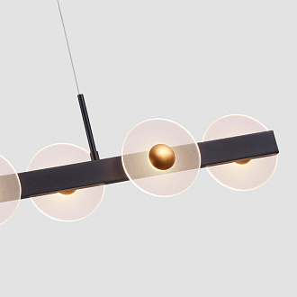 Подвесная люстра 91*8*184,5 см, 31.8W, Favourite Solskin 4317-6P матовый черный, латунь, прозрачный акрил