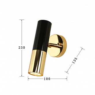 Бра Favourite Ultra 1600-1W, D135*W100*H230, каркас состоит из двух цветов: цвет золотой гальваники и черный, плафон поворотный