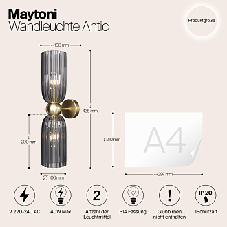 Светильник 44 см, Maytoni MOD302WL-02GR, золото