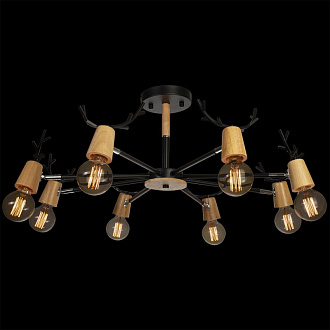 Люстра потолочная LOFT IT Sven 10024/8 Black, диаметр 85 см, черный-дерево