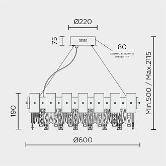 Подвесная люстра 60*50/100 см, LED 43W MODELUX premium ML.6980.600P GD золото