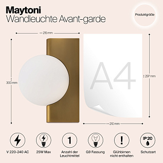 Светильник 30 см, Maytoni Avant-garde MOD324WL-01BS, латунь