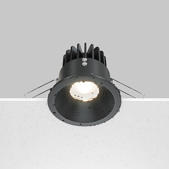 Светильник, 8.5 см, 12W, 3000К, черный, теплый свет, Maytoni Yin DL034-2-L12B, встраиваемый LED, вр 7,5 см