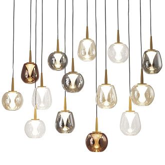 Люстра подвесная 90*30*-212,5 см, 14*LED*5W, 3000K, Mantra Andromeda MAN8936+14PL, золотой