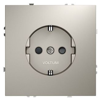 Розетка встраиваемая Voltum S70 с заземлением и защитными шторками, 16А, кашемир пластик Soft touch VLS040203