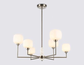 Люстра на штанге с мрамором **30-68 см, 6*G9*40W, K, Ambrella Light High Light LH53001, сатин