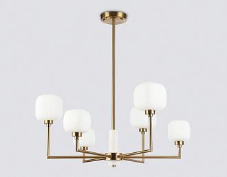 Люстра на штанге с мрамором **30-68 см, 6*G9*40W, K, Ambrella Light High Light LH53015, латунь