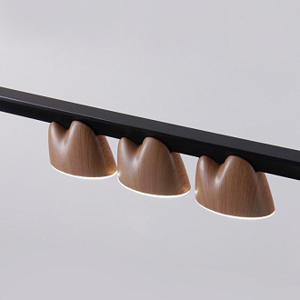 Подвесная люстра 100*7*161 см, 32.2W, Favourite Interline 4266-7P матовый черный, прозрачный акрил с узором, текстура дерева