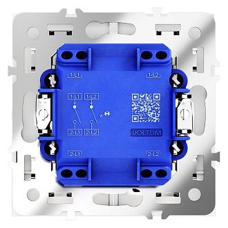 Выключатель встраиваемый Voltum S70 двухклавишный с подсветкой 10А, белый матовый пластик Soft touch VLS020202