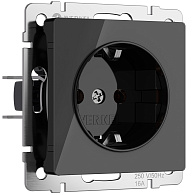 W1171048 Розетка с заземлением, черный акрил Werkel, 4690389197703