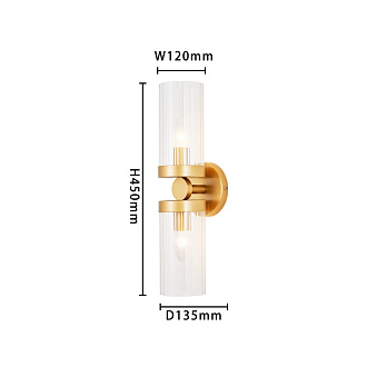 Бра Favourite Radiales 3099-2W, D135*W120*H450, золота, плафоны из прозрачного рельефного стекла