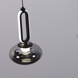 Каскадная люстра 52*200 см, 72W, Favourite BARON 4284-8P матовый черный, стекло дымчато-серого цвета, белый акрил