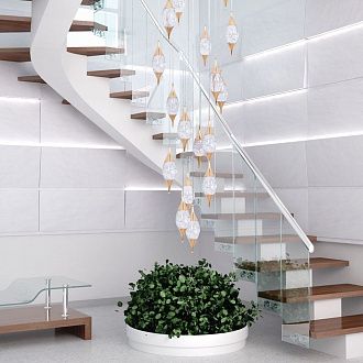 Подвесная люстра 60*60*260 см, LED 100W, 4000K, Золото MODELUX ML.88986.25 GD