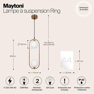 Светильник 12 см, Maytoni Ring MOD013PL-02BS1, латунь