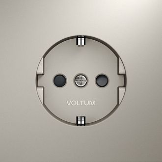 Розетка встраиваемая Voltum S70 с заземлением и защитными шторками, 16А, кашемир пластик Soft touch VLS040203