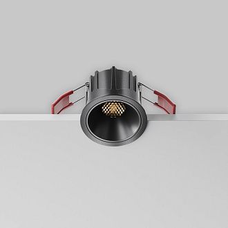 Встраиваемый светильник 6,5*6,5*5,2 см, LED, 10W, 3000К, Maytoni Technical Alfa LED DL043-01-10W3K-RD-B-1 черный, вр 5,5 см