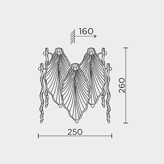 Бра 25*16*-26 см, 2*Е14*40W, Modelux  ML.2293.330 GD, Золото