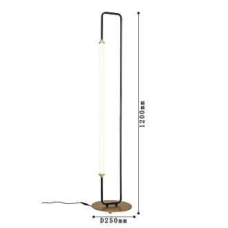 Торшер/Настольная лампа Favourite Inspire 4100-1T, D250*H1200, каркас матового черного цвета с золотыми декоративными элементами, белый акриловый рассеиватель