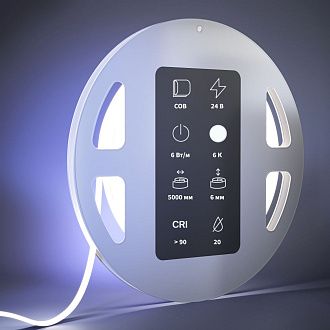 Светодиодная лента Ultra 24В COB 6Вт/м 6000К 5м IP 20 201069 Maytoni Technical, цена за метр, катушкой по 5 м