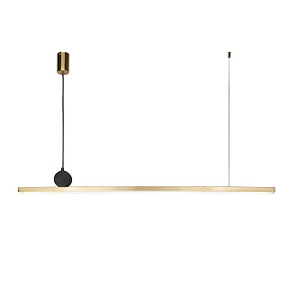 Подвесная люстра F-Promo Firmato 4061-2P, L1180*W45*H100/1600, золота, рассеиватель из белого акрила, круглый декоративный элемент  черного цвета, часть каркаса фиксируется тросиком для баланса