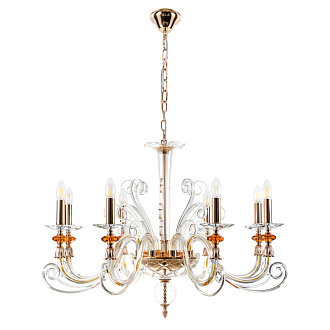 Люстра 84 см, Crystal Lux CATARINA SP8 V2 GOLD/TRANSPARENT-COGNAC Золотой/Прозрачный