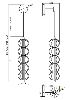 Бра 22,2*13,9*69,8*218,8 см, LED*17W, 3000 К, Golden Cage MOD216WL-L10G3K Maytoni, Золото