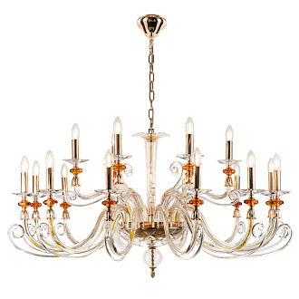 Люстра 115 см, Crystal Lux CATARINA SP12+6 V2 GOLD/TRANSPARENT-COGNAC Золотой/Прозрачный