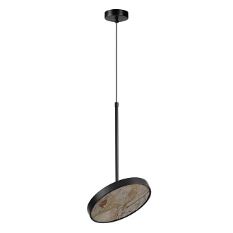 Подвес 23,6*23,6*180 см, LED 1*15W, 3000-4000-6000 К, Odeon Light Bergi 5064/15L, матовый черный/серо-бежевый