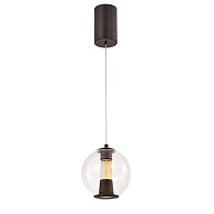 Подвесной светильник 16*130 см, 7W, Favourite Boble 4550-1P матовый черный, прозрачное стекло, золото