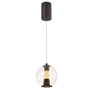Подвесной светильник 16*130 см, 7W, Favourite Boble 4550-1P матовый черный, прозрачное стекло, золото