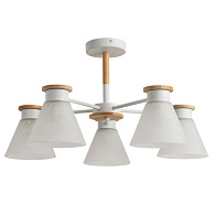 Потолочная люстра Arte Lamp Tyler A1031PL-5WH, диаметр 63 см, белый-дерево