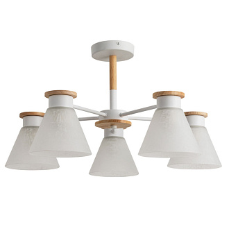 Потолочная люстра Arte Lamp Tyler A1031PL-5WH, диаметр 63 см, белый-дерево