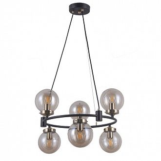 Подвесная люстра Omnilux Sorrento OML-94003-06, диаметр 49 см, черный