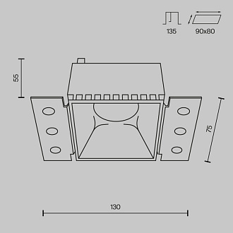 Светильник 13 см, Maytoni Downlight Share DL051-01-GU10-SQ-WB, черный, вр 8 см