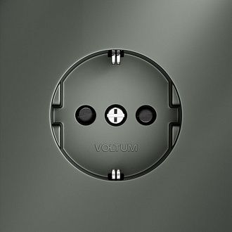 Розетка встраиваемая Voltum S70 с заземлением и защитными шторками, 16А, титан пластик Soft touch VLS040206