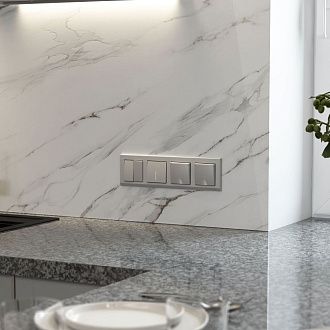 W1120065 Выключатель двухклавишный, серебряный матовый Werkel, 4690389195686