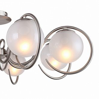 Потолочный светильник F-Promo Fabbio 2349-8U, D760*H310, никеля, белое матовое стекло, прозрачный хрусталь