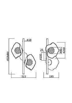 Бра 19,5*31,5*45 см, 2 G9*28W Miracle MOD207WL-02BS Maytoni, Латунь