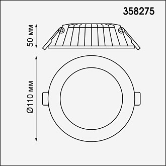 Встраиваемый светильник 11 см, 8W, 4000К, Novotech Gesso 358275, белый, вр 9,5 см