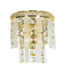 Бра L150 x W250 x H230, мм, 2*40W (80W), GOLD+CLEAR (Золото + Прозрачный Хрусталь) NewRgy W2894E/2 GOLD+CLEAR