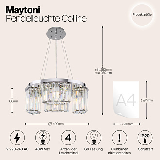 Подвесная люстра Maytoni Colline MOD083PL-04CH, диаметр 40 см, хром