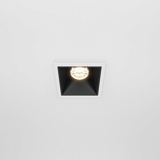 Светильник 7 см, 10W, 3000K, Maytoni Downlight Alfa LED DL043-01-10W3K-SQ-WB, белый-черный, вр 5,5*5,5 см