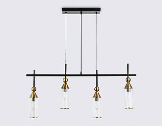 Подвесной светильник 84,5*6,5*41-115 см, 4*E14*40W, K, Ambrella Light High Light LH55254, черный, латунь