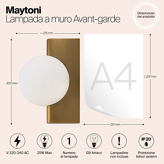Светильник 30 см, Maytoni Avant-garde MOD324WL-01BS, латунь
