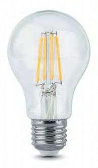 102802206 Лампа Gauss Filament А60 6W 630lm 4100К Е27 LED 1/10/40