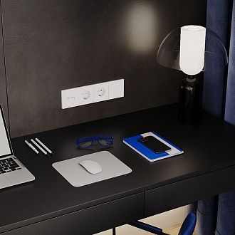 Выключатель встраиваемый Voltum S70 двухклавишный 10А, белый матовый пластик Soft touch VLS020102